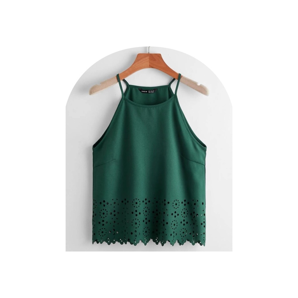 Green Scallop Laser Cut Cami Top
